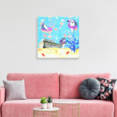 Onder water diep Zee haai feesttijd Kinder kamer Canvas Afdruk (Insitu (Woonkamer))