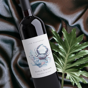 Onder water krab koraal, ongeacht de leeftijd van  wijn etiket