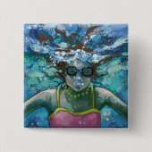 Onder water vierkante button 5,1 cm (Voorkant)