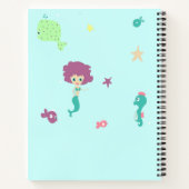 Onder water wezens patroon aangepaste naam blauw notitieboek (Achterkant)