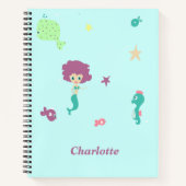 Onder water wezens patroon aangepaste naam blauw notitieboek (Voorkant)