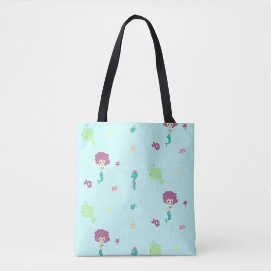 Onder water wezens patroon blauw tote bag (Voorkant)