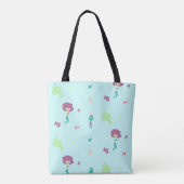 Onder water wezens patroon blauw tote bag (Achterkant)