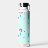 Onder water wezens patroon blauw waterfles (Achterkant)