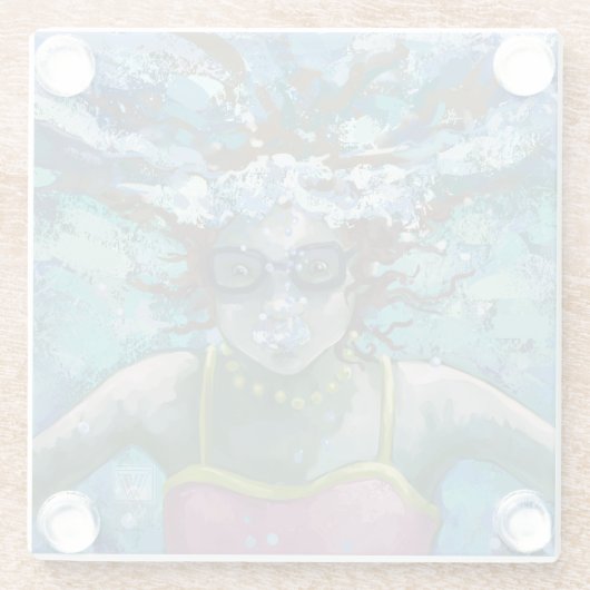 Onder water-zwemkunst glazen onderzetter (Achterkant)