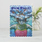 Onder water zwemmen partij uitnodigen kaart (Staand voorkant)