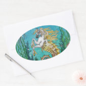 Onder WaterHorse Ovale Sticker (Envelop)