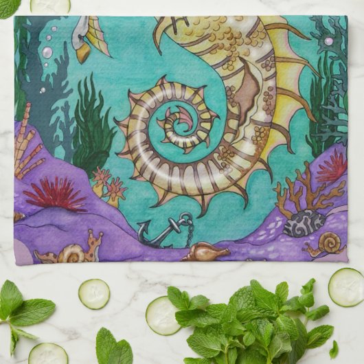 Onder WaterHorse Theedoek (Gevouwen)