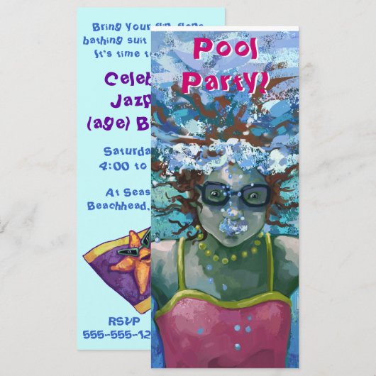 Onder waterzwembad: Kleine uitnodiging (Voorkant / Achterkant)