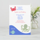 Onder Zee 5x7 Calypso Birthday Crab Kaart (Staand voorkant)