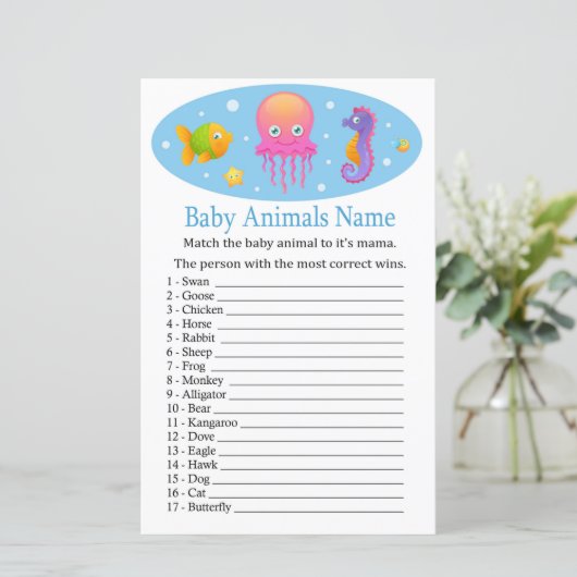 Onder zee Baby Animals Name Game (Staand voorkant)