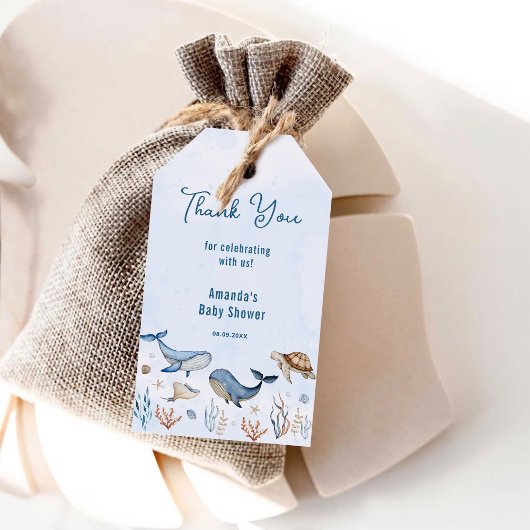 Onder zee Baby Shower Dank je Cadeaulabel