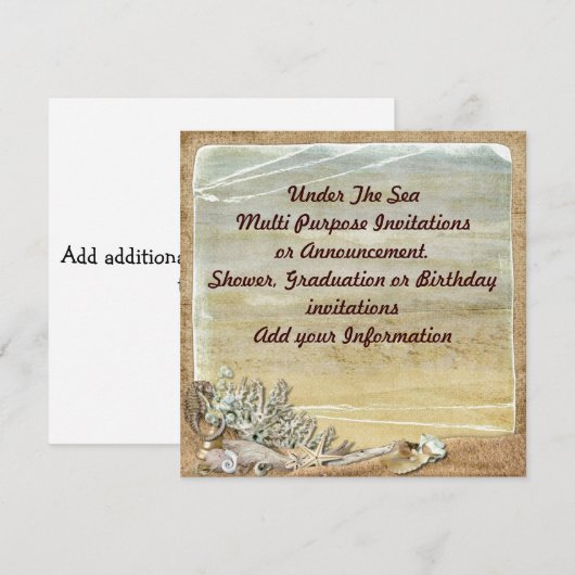 Onder Zee Beach Multi-purpose Invitation Kaart (Voorkant / Achterkant)