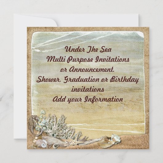 Onder Zee Beach Multi-purpose Invitation Kaart (Voorkant)