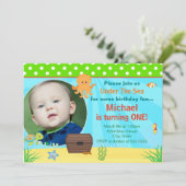Onder Zee Birthday Invitation 5x7 Photo Card Kaart (Staand voorkant)