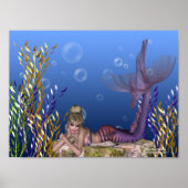 Onder Zee Blonde Mermaid Fantasy Print (Voorkant)