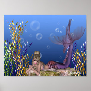 Onder Zee Blonde Mermaid Fantasy Print