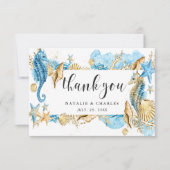 Onder Zee Blue & Gold Hartelijk dank voor uw platt Bedankkaart (Voorkant)