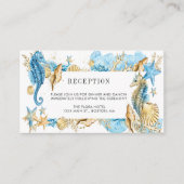 Onder Zee Blue Gold Summer Wedding Reception E Informatiekaartje (Voorkant)