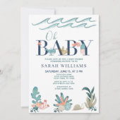 Onder Zee Blue Waterverf Oh Baby shower Kaart (Voorkant)