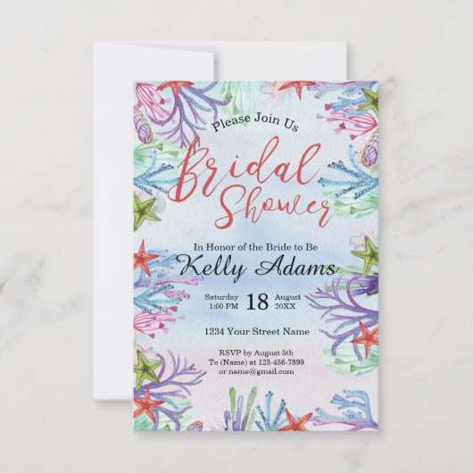 Onder Zee Bridal Shower Invitation Kaart (Voorkant)