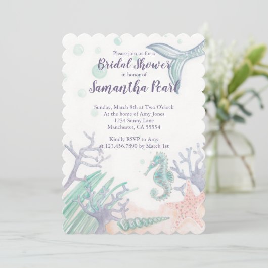Onder Zee Bridal Shower Invitation Kaart (Staand voorkant)