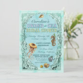 Onder Zee Bridal Shower Invitation - paars Kaart (Staand voorkant)