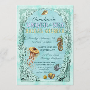 Onder Zee Bridal Shower Invitation - paars Kaart
