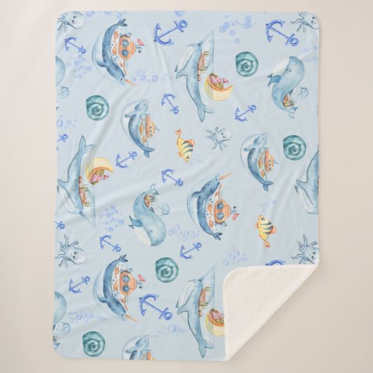Onder Zee Creaters & Marine Life Sherpa Deken (Voorkant)