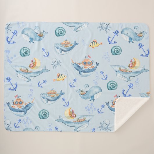 Onder Zee Creaters & Marine Life Sherpa Deken (Voorkant (horizontaal))