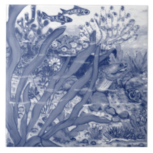 Onder Zee Dark Blue Ocean Scene Fish Mural PC.#1 C Tegeltje