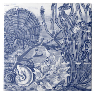 Onder Zee Dark Blue Ocean Scene Fish Mural PC#6 CE Tegeltje