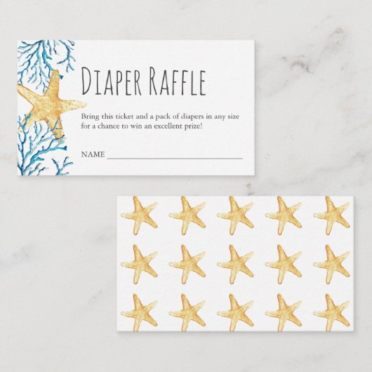 Onder Zee Diaper Raffle Invitation Enclosure Informatiekaartje (Voorkant / Achterkant)