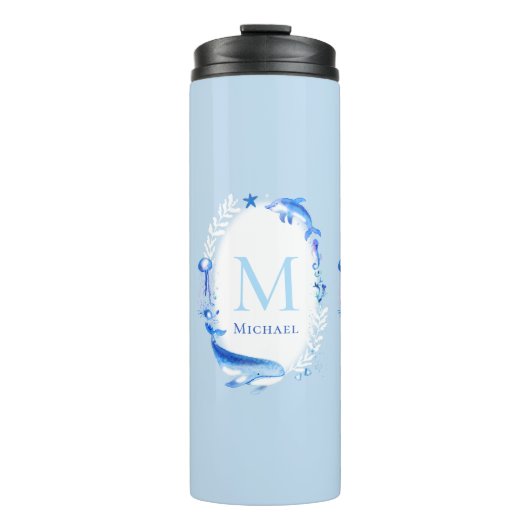 Onder Zee Dieren Nautisch Strandgeschenk gepersona Thermosbeker (Voorkant)