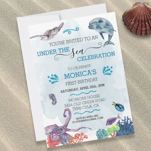 Onder Zee Dolfijn Verjaardag Oceaan Schildpad Kaart