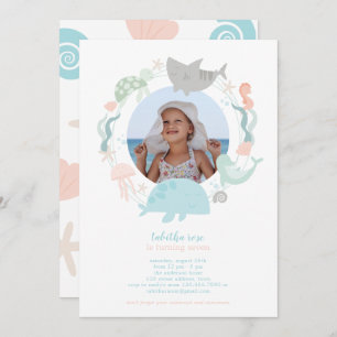 Onder Zee Foto Birthday Invitation Kaart