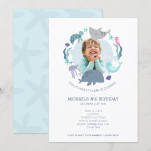 Onder Zee Foto Birthday Invitation Kaart