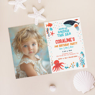 Onder Zee Foto Birthday Invitation Kaart