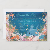 Onder Zee Haaien Kids Verjaardagsfeestje Kaart (Voorkant)