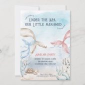 Onder Zee Little Mermaid Waterverf Birthday Kaart (Voorkant)