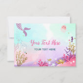Onder Zee Mermaid Baby shower Insert Card RSVP (Voorkant)