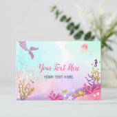 Onder Zee Mermaid Baby shower Insert Card RSVP (Staand voorkant)