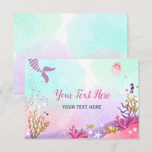 Onder Zee Mermaid Baby shower Insert Card RSVP (Voorkant / Achterkant)