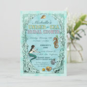 Onder Zee Mermaid Bridal Shower Kaart (Staand voorkant)