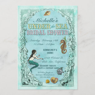Onder Zee Mermaid Bridal Shower Kaart
