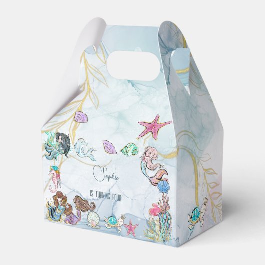 Onder zee Mermaids kinderen jarig Bedankdoosjes (Achterkant)