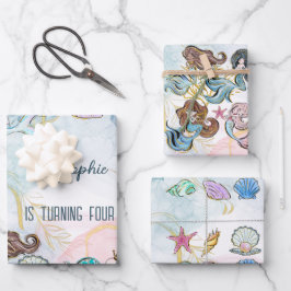 Onder zee Mermaids kinderen jarig Inpakpapier Vel