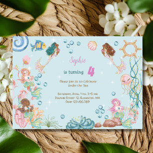 Onder zee Mermaids kinderen jarig Kaart