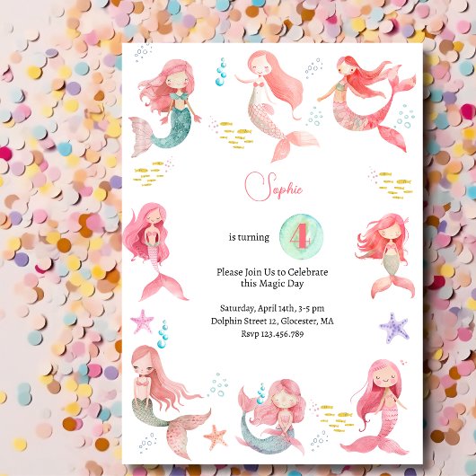 Onder zee Mermaids kinderen jarig Kaart