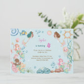 Onder zee Mermaids kinderen jarig Kaart (Staand voorkant)